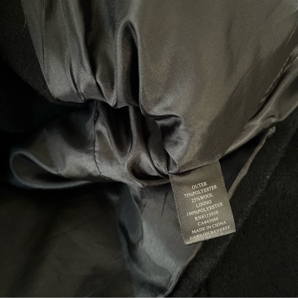 The Impeccable Pig Black Pea Coat Womens Size S Wool Blend Double Breasted Lined - Picture 5 of 6